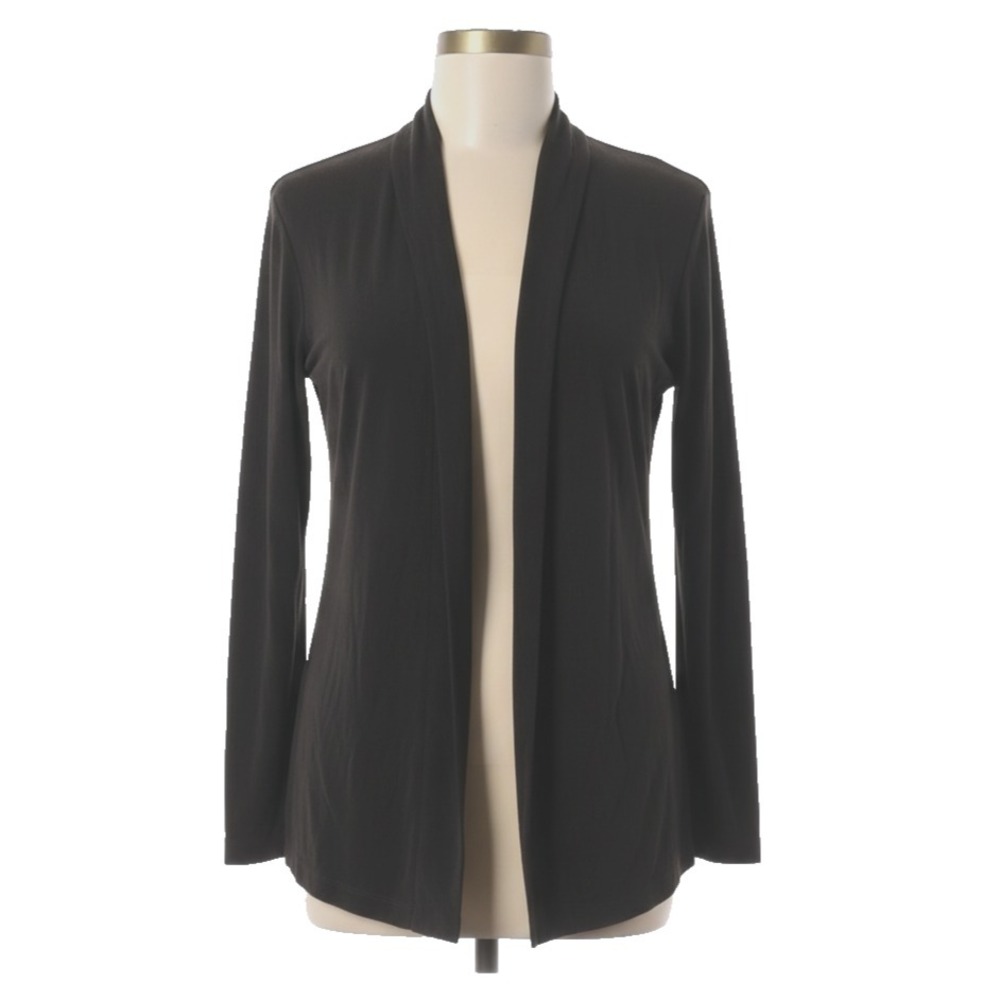 Chicos Travelers Open Front Jacket Brown Lightweight Career Layer Minimal Medium
